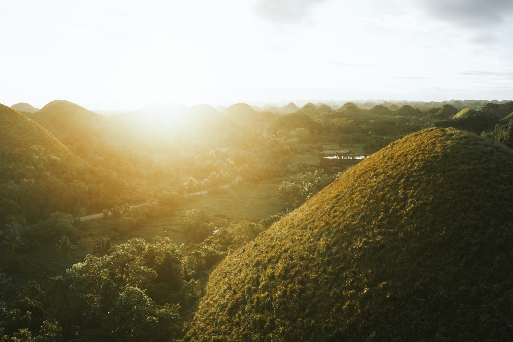 bohol chocolate hills mounded chocolate brown hills in Bohol dot the skyline in the Philippines