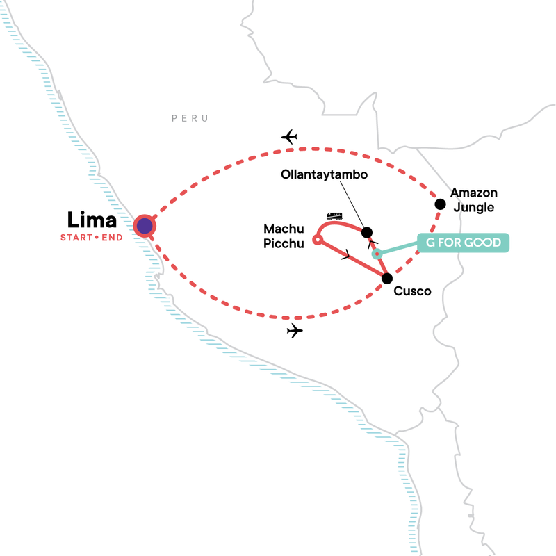 Map of the route for Amazon to the Andes