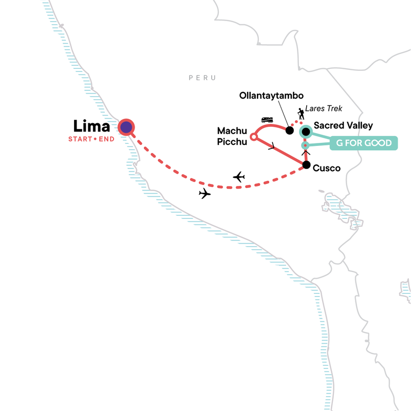 Map of the route for Inca Discovery Plus