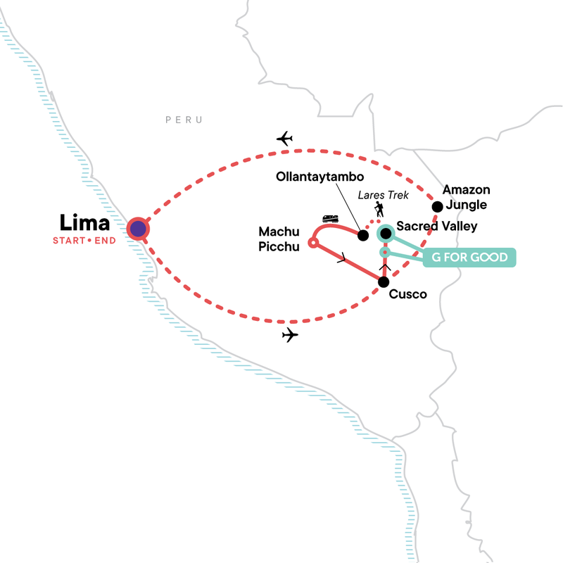 Map of the route for Amazon to the Andes